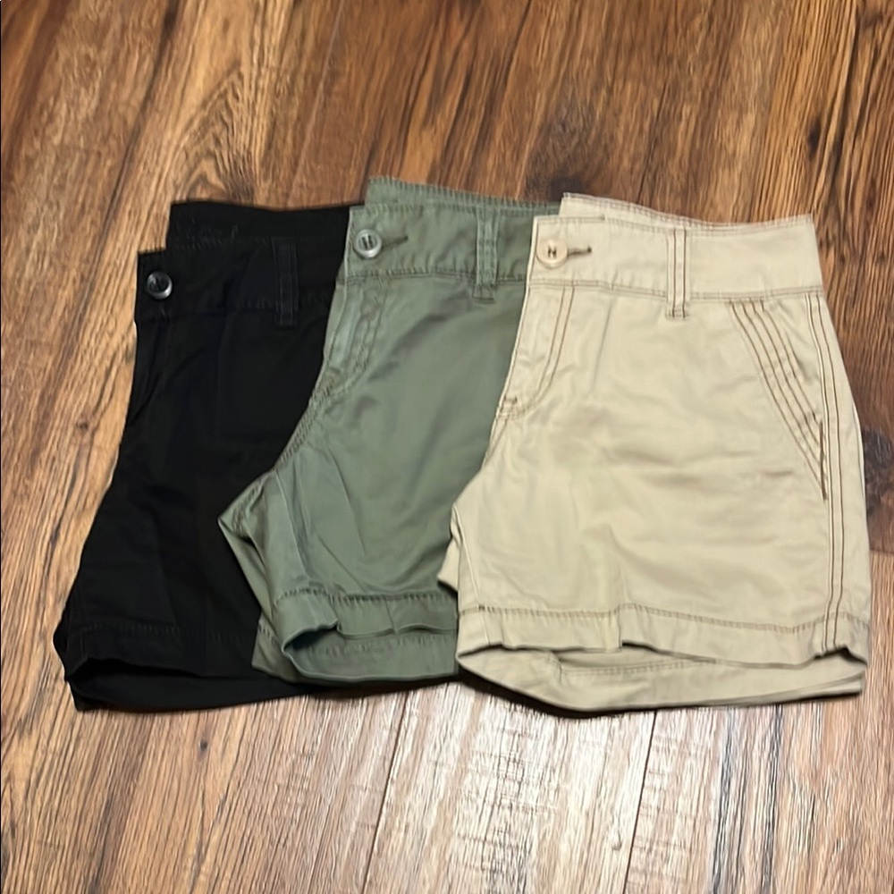 Maurices Women's Cargo Shorts Trio - Black, Olive, Tan Size 1/2